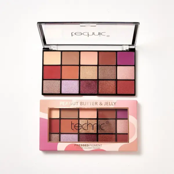 Technic 15 Shades Pressed Pigments Eyeshadow Palette- Peanut Butter and Jelly