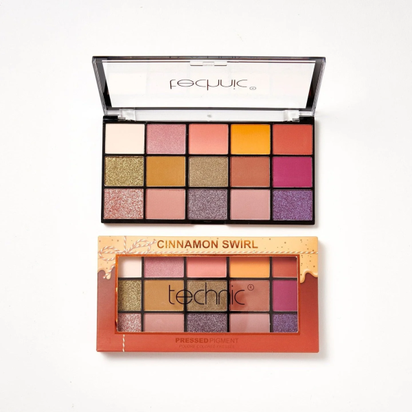 Technic 15 Shades Pressed Pigments Eyeshadow Palette - Cinnamon Swirl