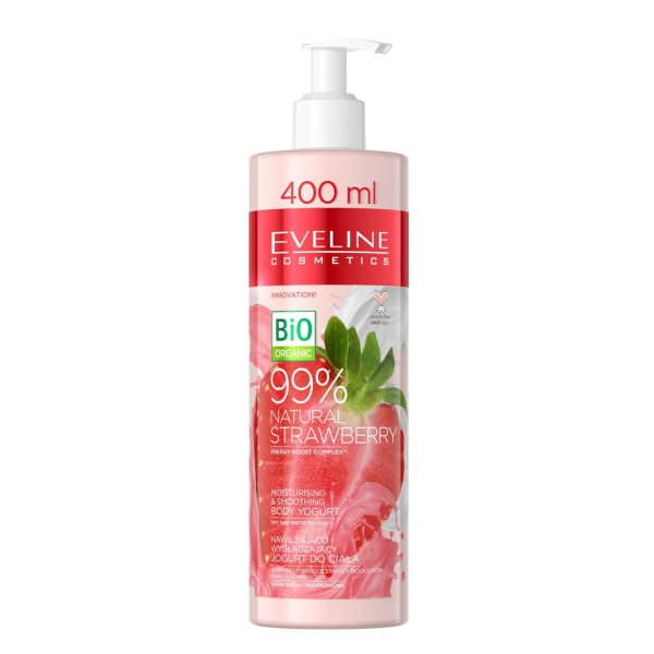 Eveline 99% Natural Strawberry Moisturizing & Smoothing Body Yogurt 400ml