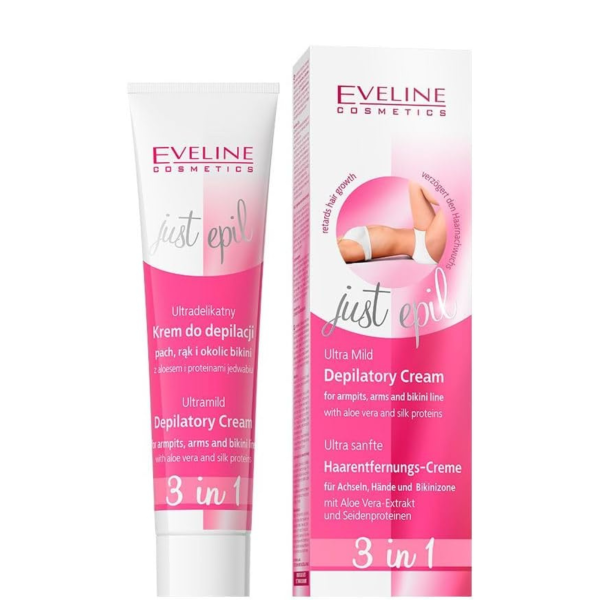 Eveline Just Epil 3in1 Ultra mild Depilatory Cream for Sensitive Area with Aloe & Silk 125ml