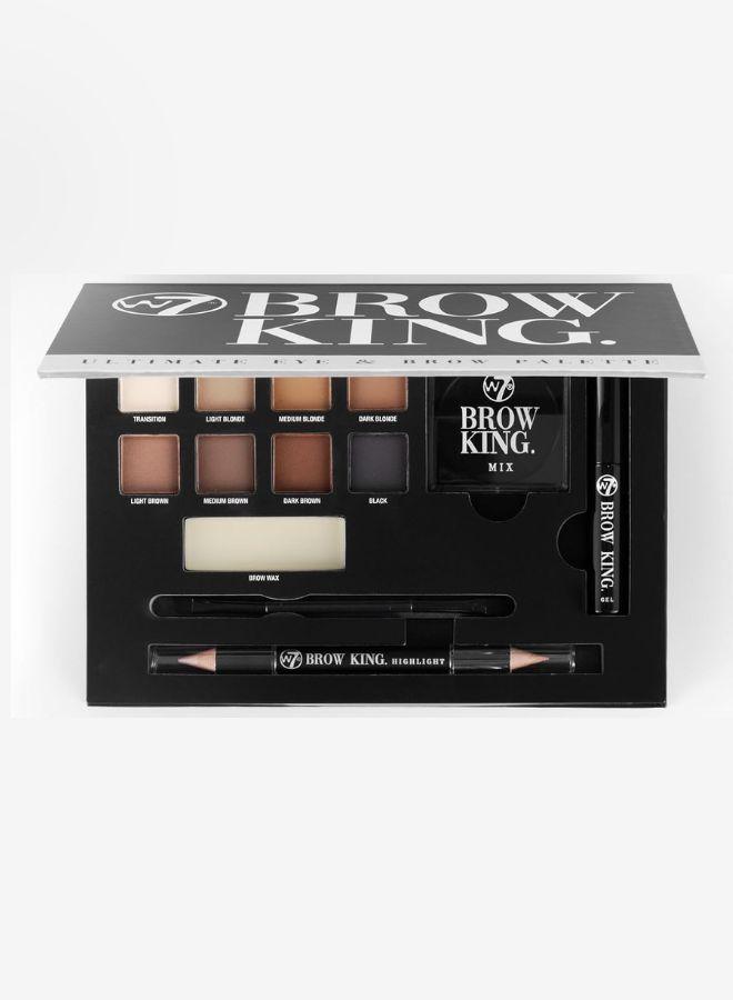 W7 Brow King Ultimate Eyebrow Kit - Shape, Define & Groom Palette - Professional Makeup Set